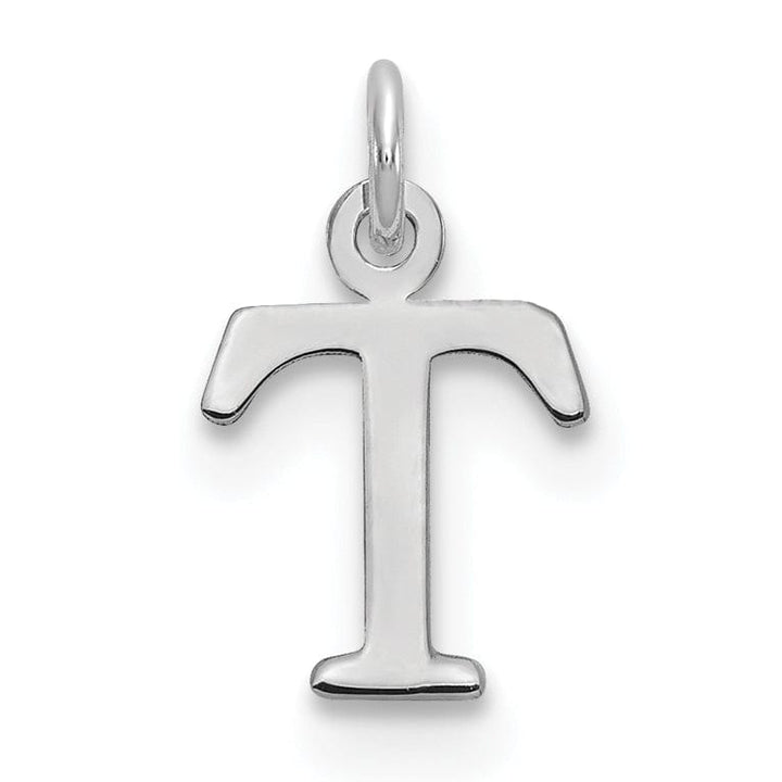 14k White Gold Cut-Out Letter T Initial Design Charm Pendant