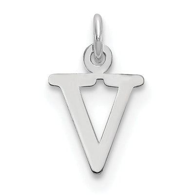 14k White Gold Cut-Out Letter V Initial Design Charm Pendant