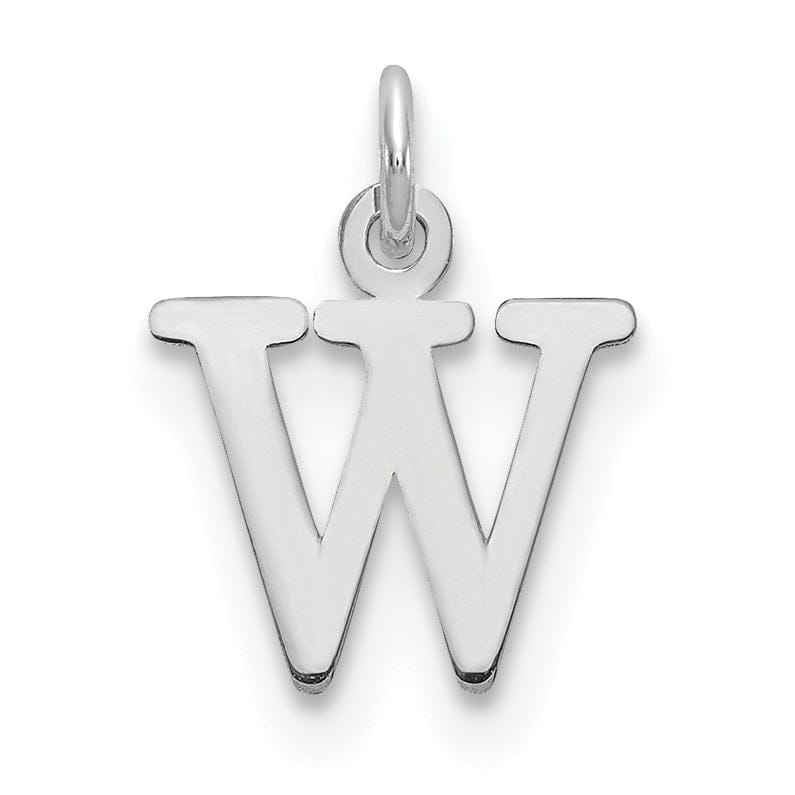 14k White Gold Cut-Out Letter W Initial Design Charm Pendant