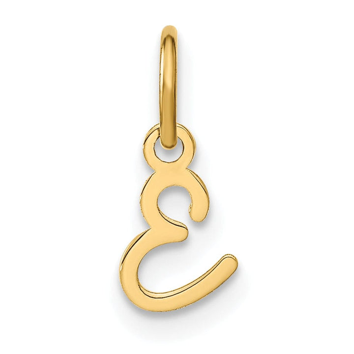 14K Yellow Gold Small Size Upper Case Script Letter E Initial Pendant