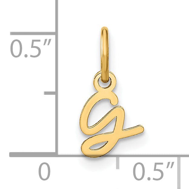 14K Yellow Gold Small Size Upper Case Script Letter G Initial Pendant