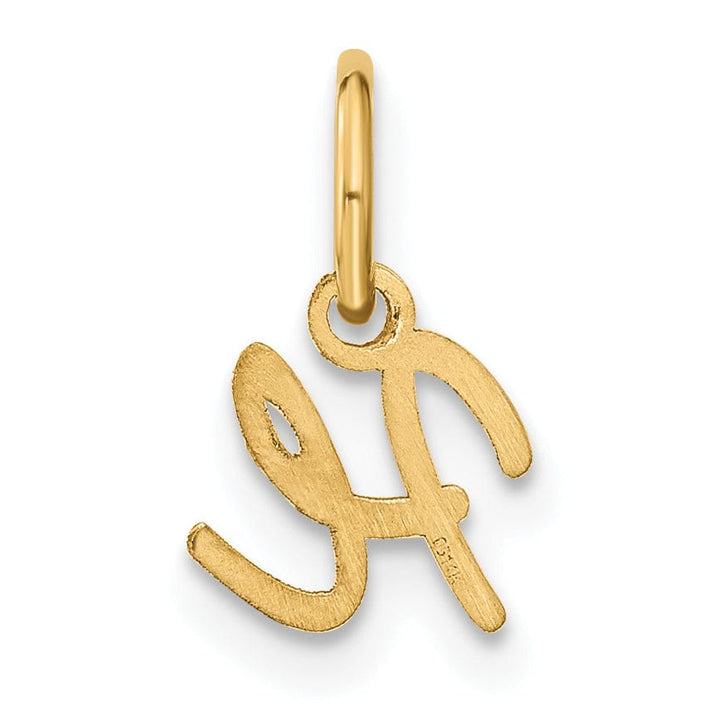 14K Yellow Gold Small Size Upper Case Script Letter H Initial Pendant