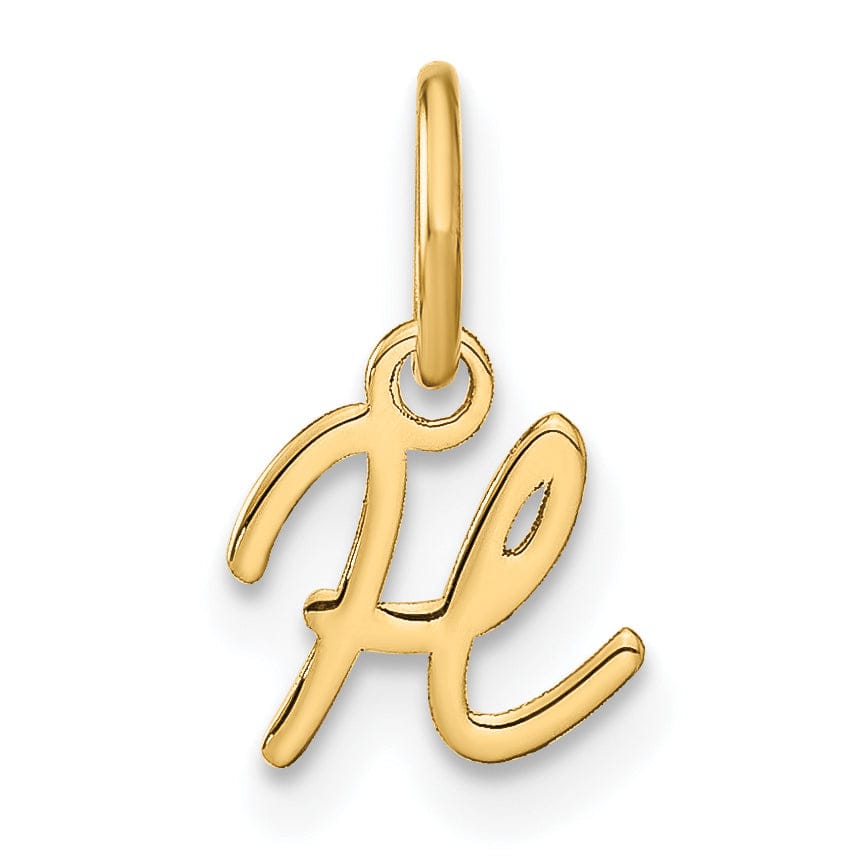 14K Yellow Gold Small Size Upper Case Script Letter H Initial Pendant