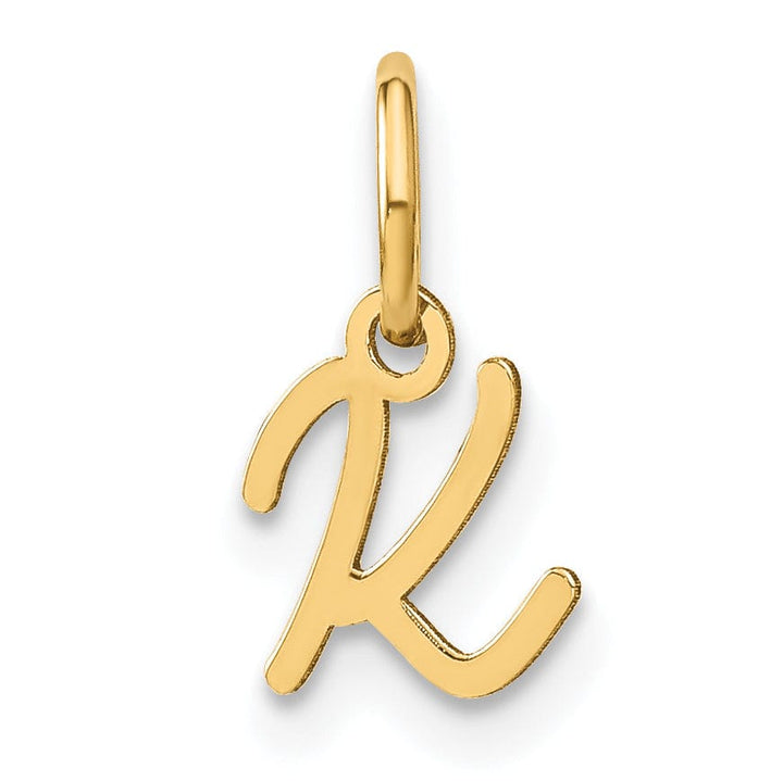 14K Yellow Gold Small Size Upper Case Script Letter K Initial Pendant