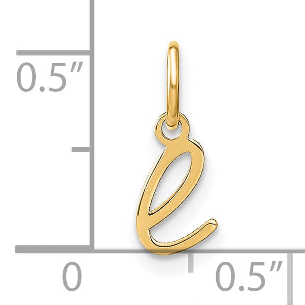 14K Yellow Gold Polished Finish Small Size Women's Lower Case Script Letter L Initial Design Charm Pendant