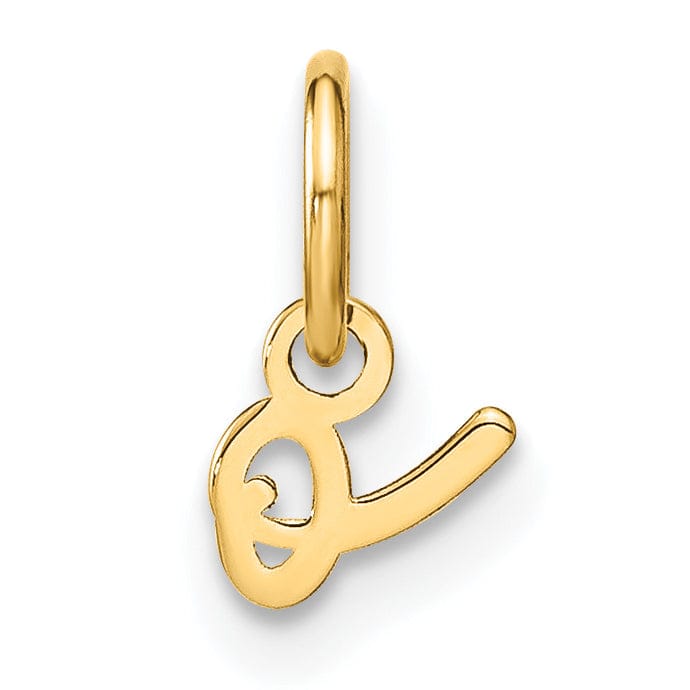14K Yellow Gold Polished Finish Small Size Women's Lower Case Script Letter O Initial Design Charm Pendant