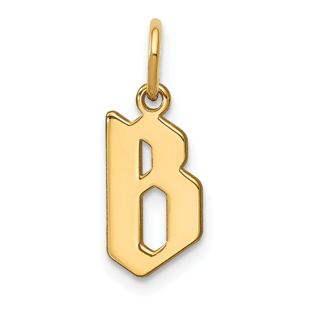 14K Yellow Gold Upper Case Letter B Initial Charm Pendant