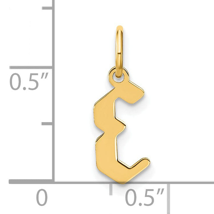 14K Yellow Gold Upper Case Letter E Initial Charm Pendant