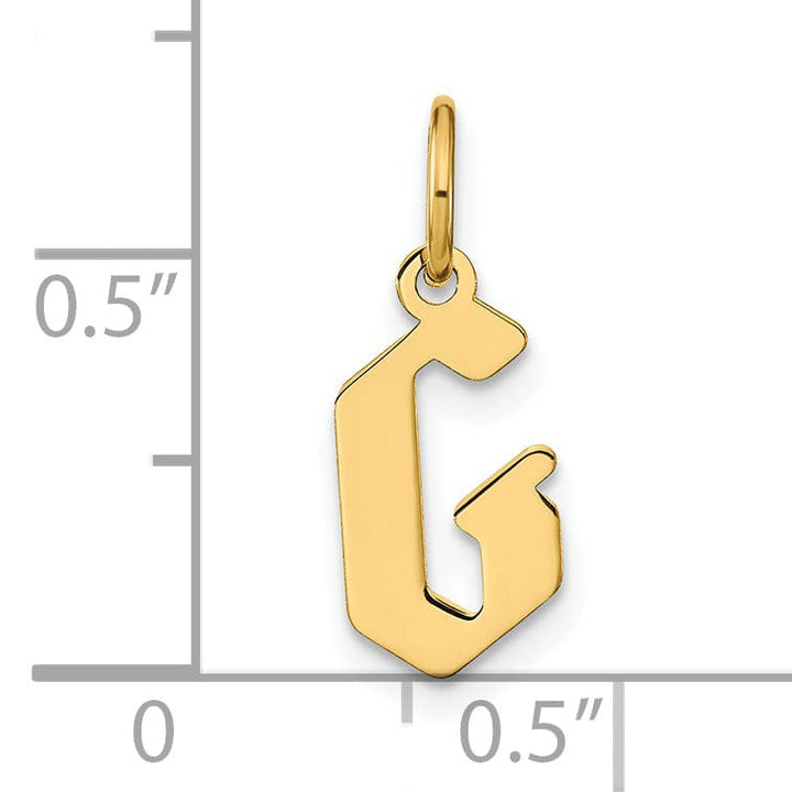 14K Yellow Gold Upper Case Letter G Initial Charm Pendant