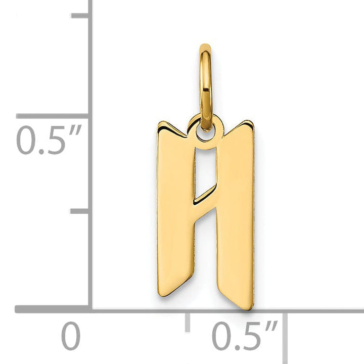 14K Yellow Gold Upper Case Letter H Initial Charm Pendant