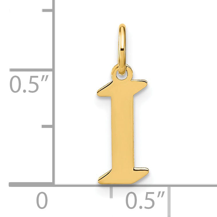 14K Yellow Gold Upper Case Letter I Initial Charm Pendant