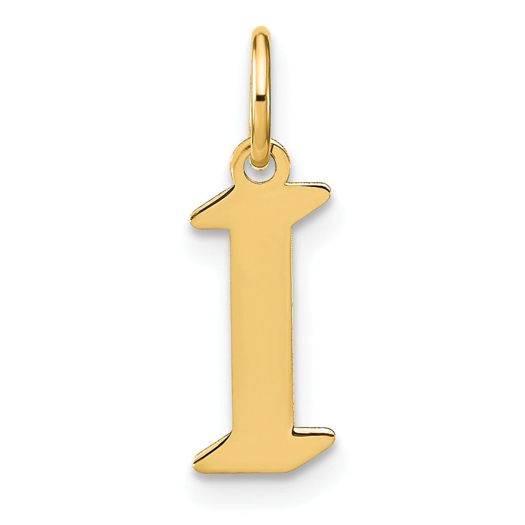 14K Yellow Gold Upper Case Letter I Initial Charm Pendant