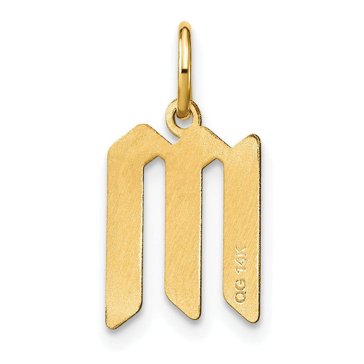 14K Yellow Gold Upper Case Letter M Initial Charm Pendant