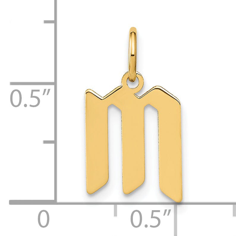 14K Yellow Gold Upper Case Letter M Initial Charm Pendant