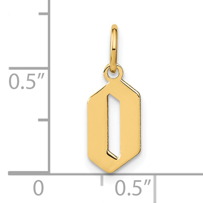 14K Yellow Gold Upper Case Letter O Initial Charm Pendant