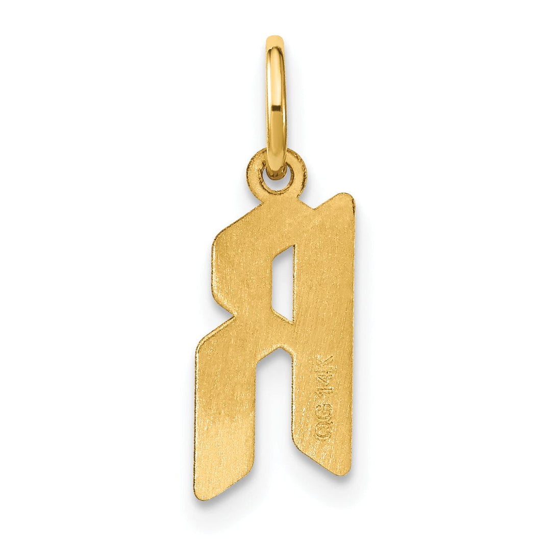 14K Yellow Gold Upper Case Letter R Initial Charm Pendant