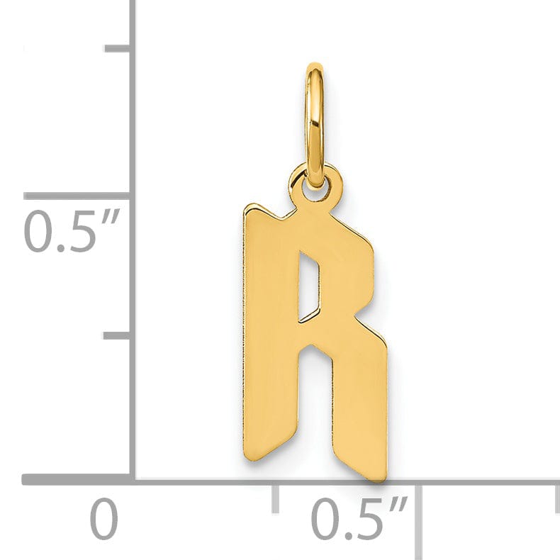 14K Yellow Gold Upper Case Letter R Initial Charm Pendant