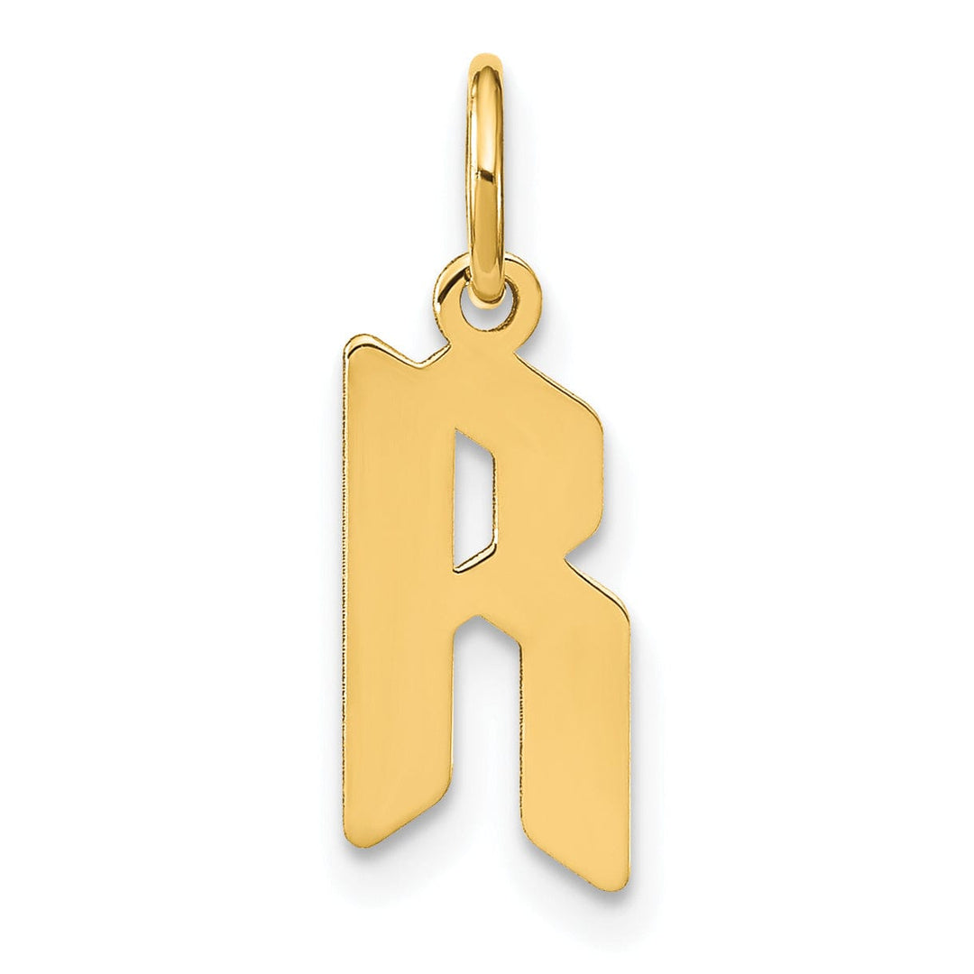 14K Yellow Gold Upper Case Letter R Initial Charm Pendant