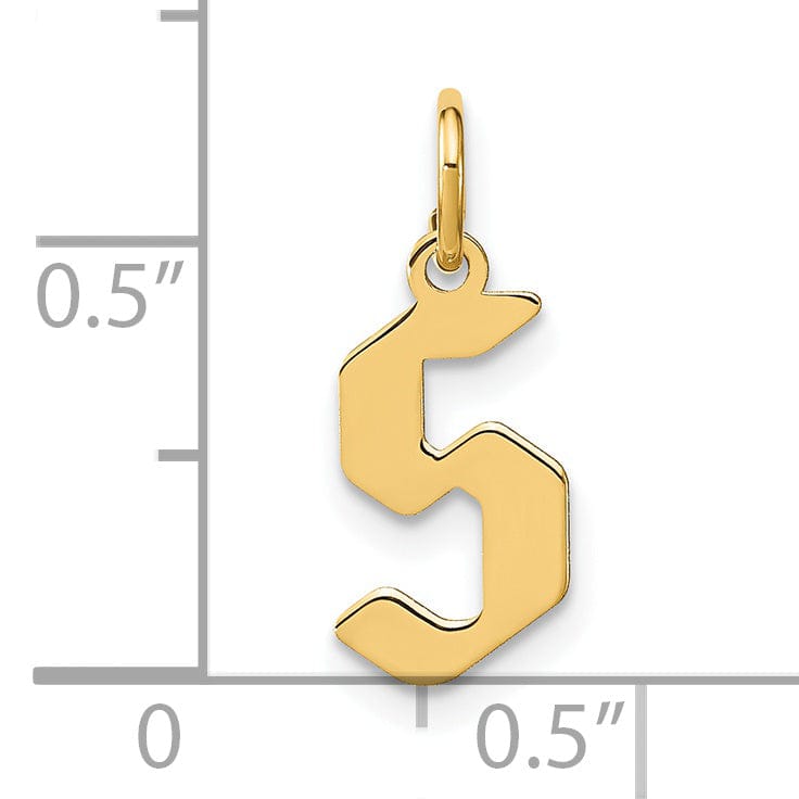 14K Yellow Gold Upper Case Letter S Initial Charm Pendant