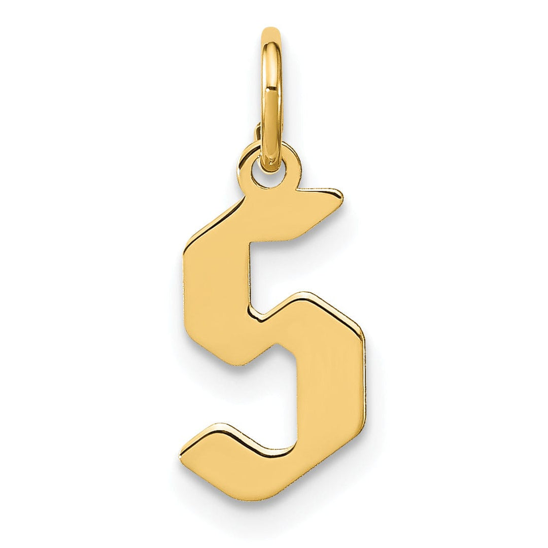 14K Yellow Gold Upper Case Letter S Initial Charm Pendant