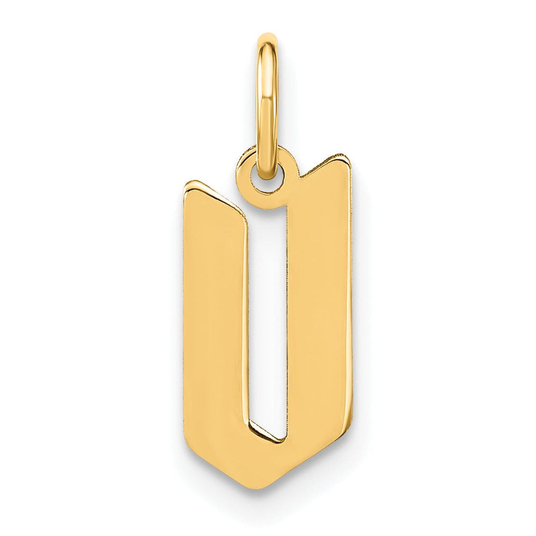 14K Yellow Gold Upper Case Letter V Initial Charm Pendant