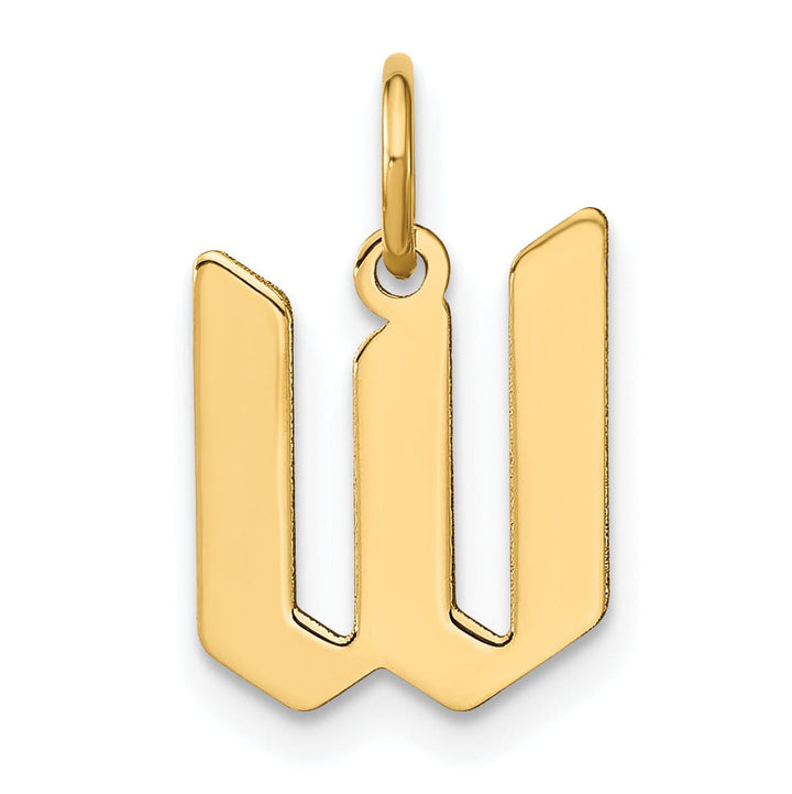 14K Yellow Gold Upper Case Letter W Initial Charm Pendant