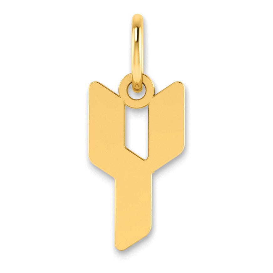14K Yellow Gold Upper Case Letter Y Initial Charm Pendant