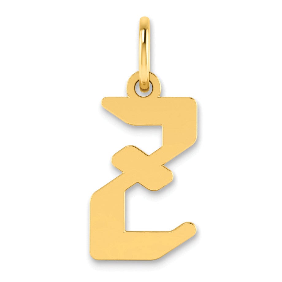 14K Yellow Gold Upper Case Letter Z Initial Charm Pendant