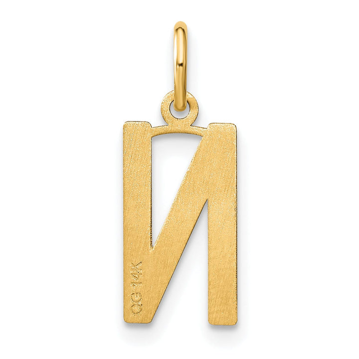 14k Yellow Gold Women's Letter N Initial Charm Pendant