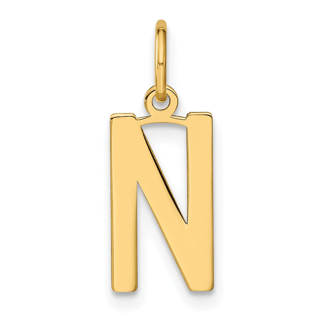 14k Yellow Gold Women's Letter N Initial Charm Pendant