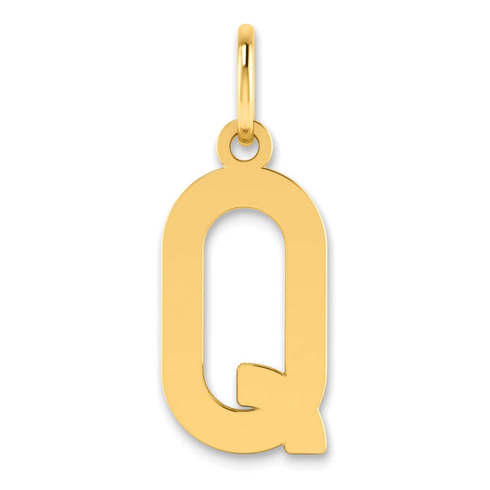 14k Yellow Gold Women's Letter Q Initial Charm Pendant