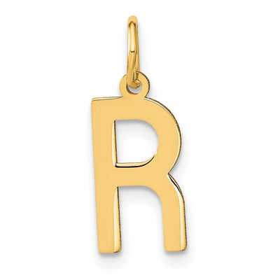 14k Yellow Gold Women's Letter R Initial Charm Pendant
