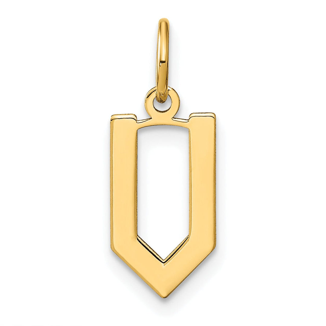 14k Yellow Gold Women's Letter V Initial Charm Pendant