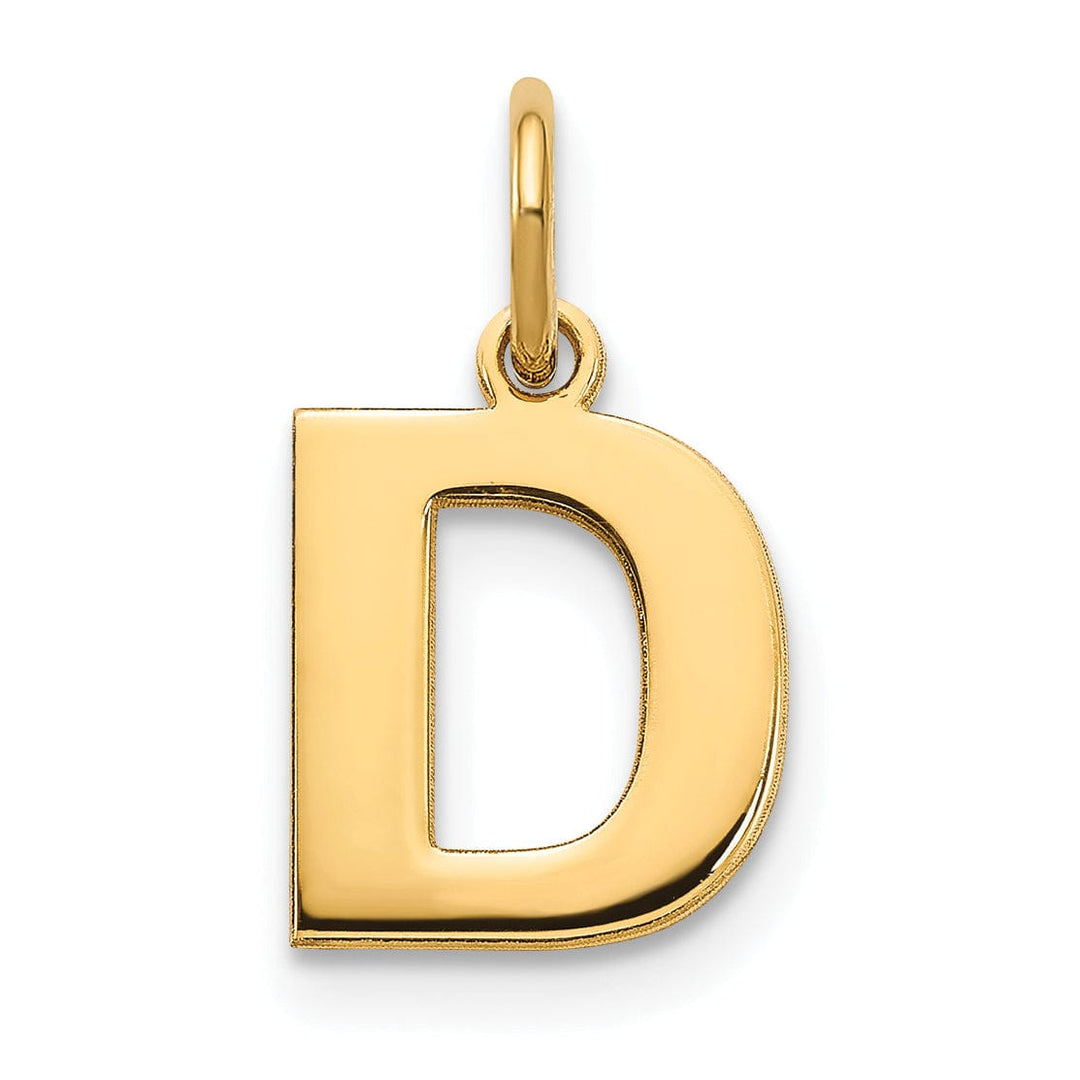 14k Yellow Gold Small Size Letter D Initial Block Pendant