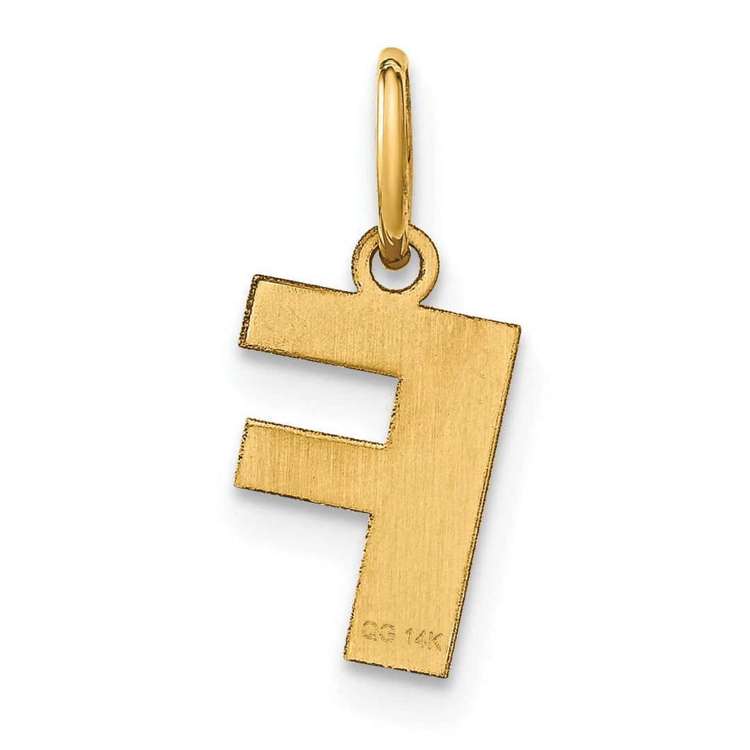 14k Yellow Gold Small Size Letter F Initial Block Pendant