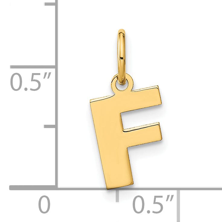 14k Yellow Gold Small Size Letter F Initial Block Pendant