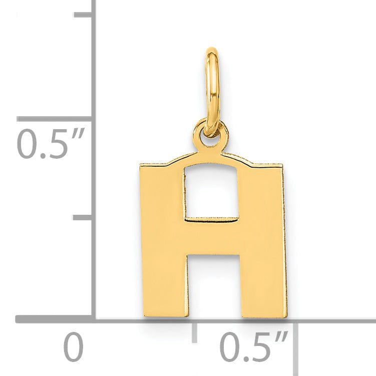 14k Yellow Gold Small Size Letter H Initial Block Pendant