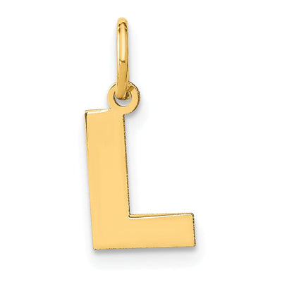 14k Yellow Gold Small Size Letter L Initial Block Pendant