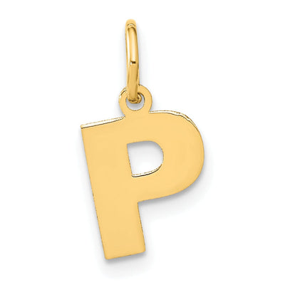 14k Yellow Gold Small Size Letter P Initial Block Pendant