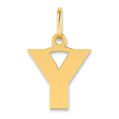 14k Yellow Gold Small Size Letter Y Initial Block Pendant