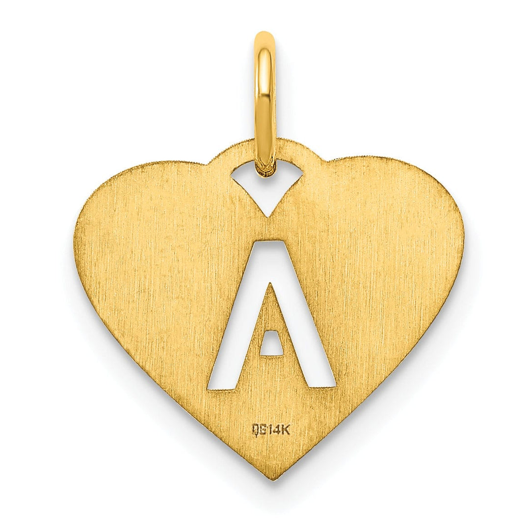 14k Yellow Gold Heart Cut-Out Letter A Initial Pendant