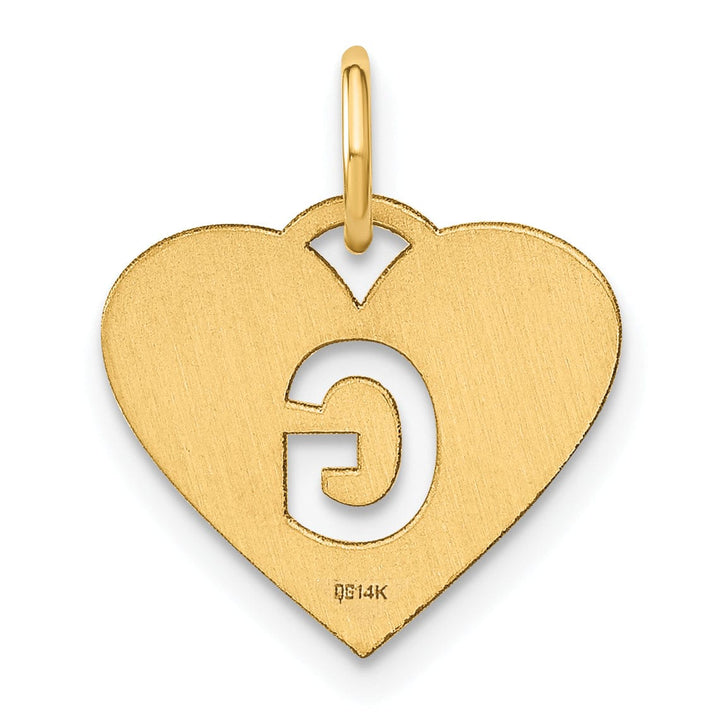 14k Yellow Gold Heart Cut-Out Letter G Initial Pendant
