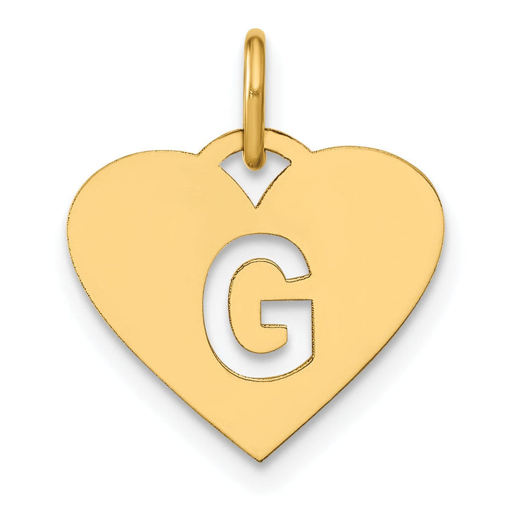 14k Yellow Gold Heart Cut-Out Letter G Initial Pendant