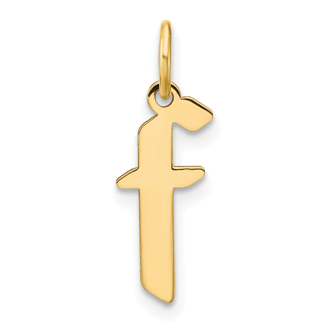 14K Yellow Gold Lower Case Letter F Initial Charm Pendant