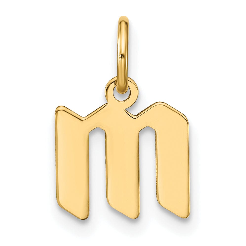 14K Yellow Gold Lower Case Letter M Initial Charm Pendant