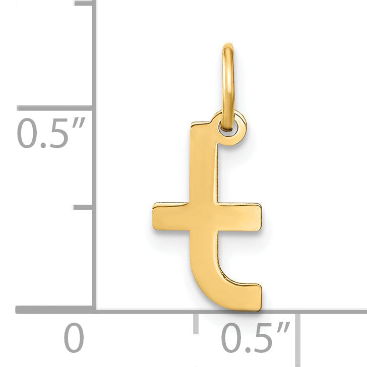 14K Yellow Gold Lower Case Letter T Initial Charm