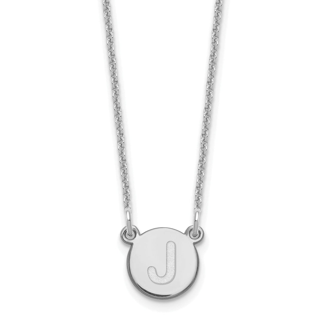 14k White Gold Tiny Circle Block Letter K Initial Pendant and Necklace