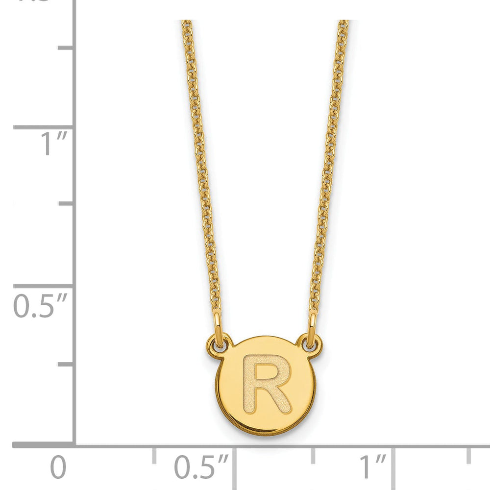 14k Yellow Gold Tiny Circle Block Letter S Initial Pendant and Necklace