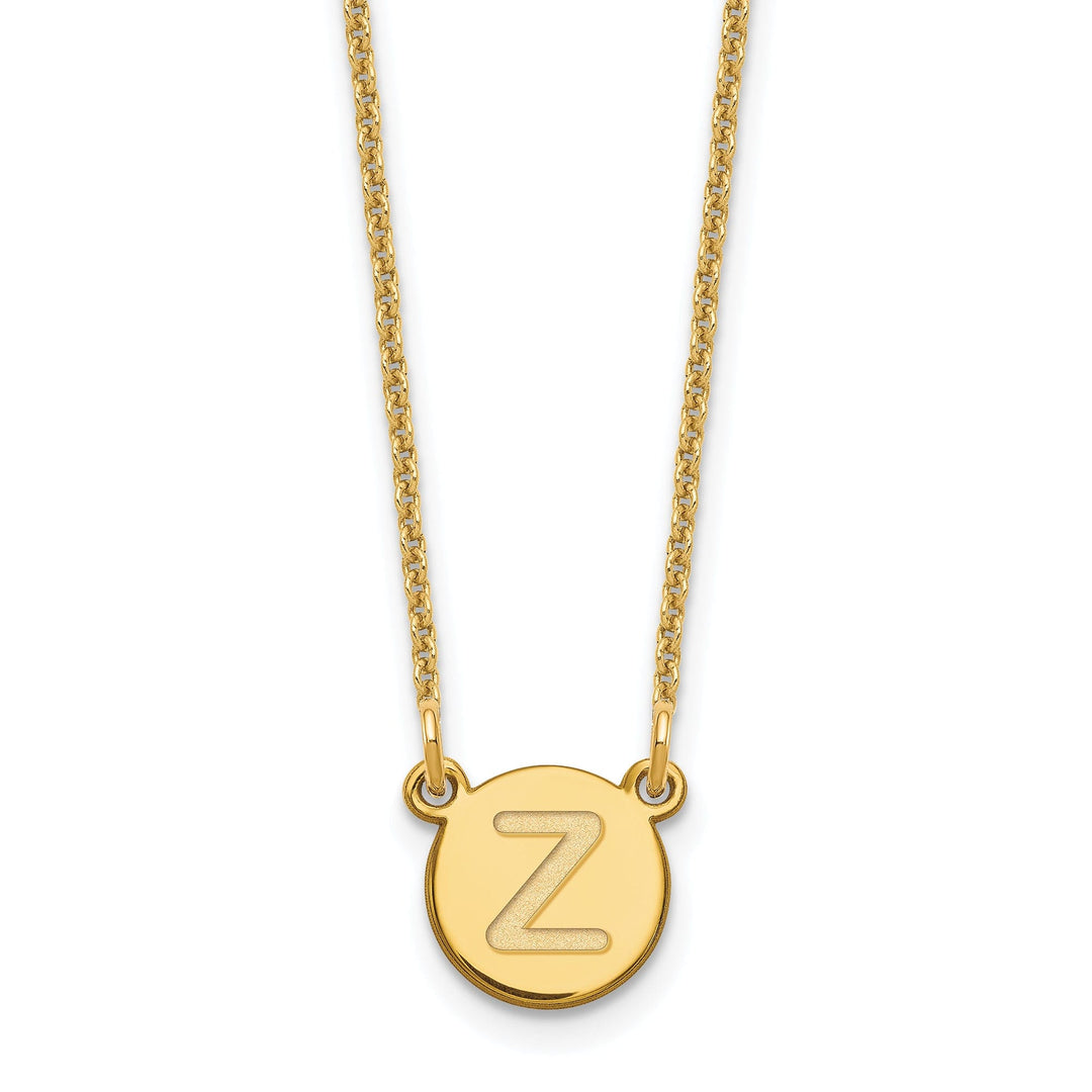 14k Yellow Gold Tiny Cut Out Block Letter Z Design Initial Pendant and