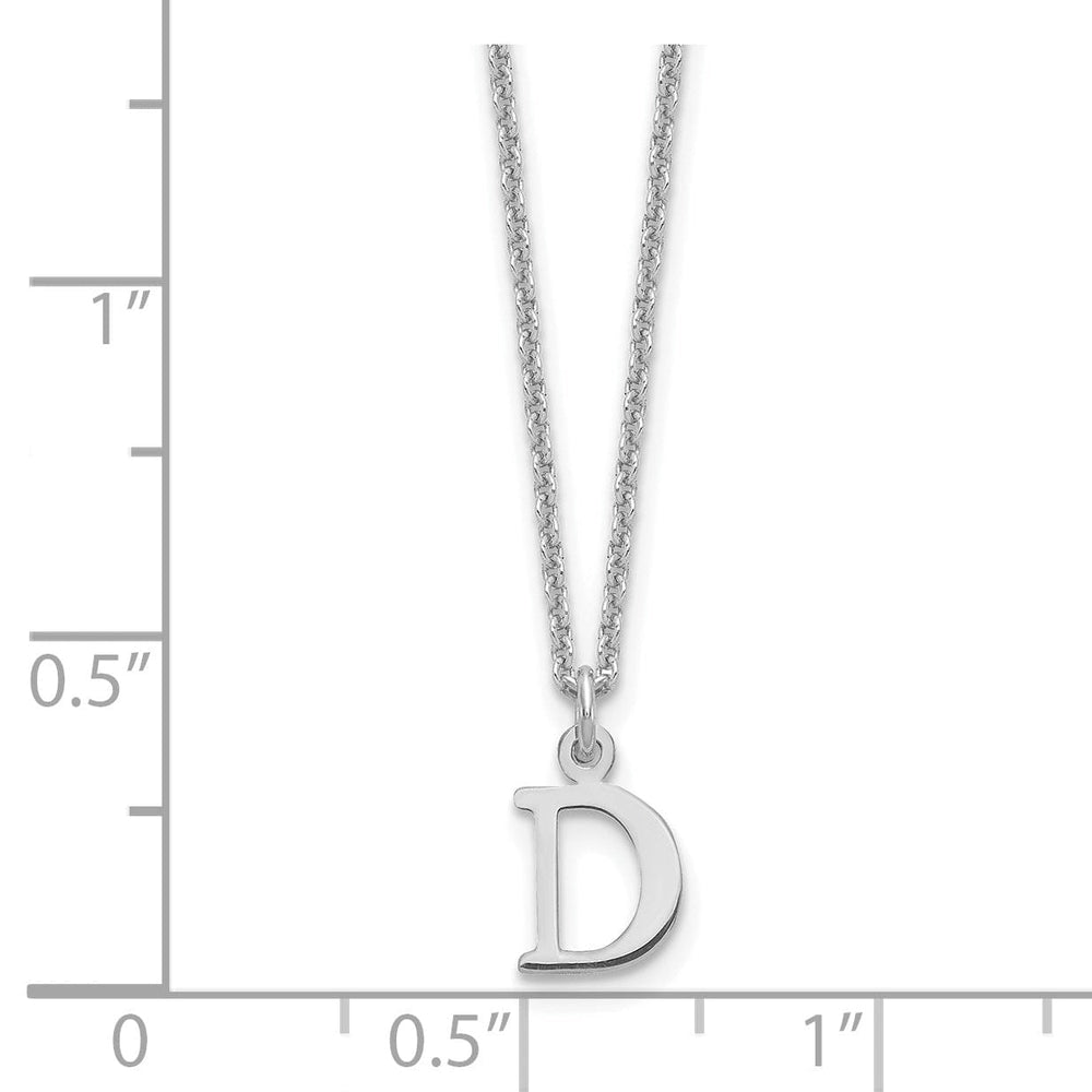 14k White Gold Tiny Cut Out Block Letter E Initial Pendant and Necklace
